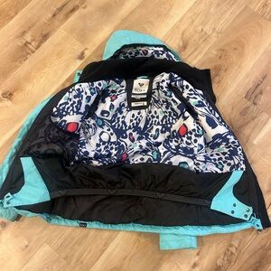 Roxy Black and Blue Jacket with Artistic Lining